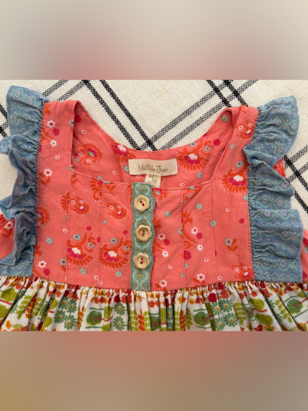 Matilda Jane 2T Toddler Girls Dress Sleeveless Scalloped with Pockets - Picture 3 of 10